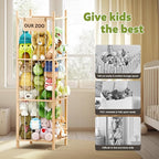 Dayacoco Stuffed Animal Storage, Wood Stuffed Animals Organizer Holder Zoo, Extra Large Capacity Stuff Storage with Elastic B
