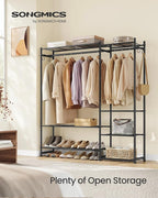 SONGMICS Portable Closet Wardrobe, Clothes Rack, Closet Organizers and Storage, Freestanding Clothing Rack with 7 Shelves, 2 