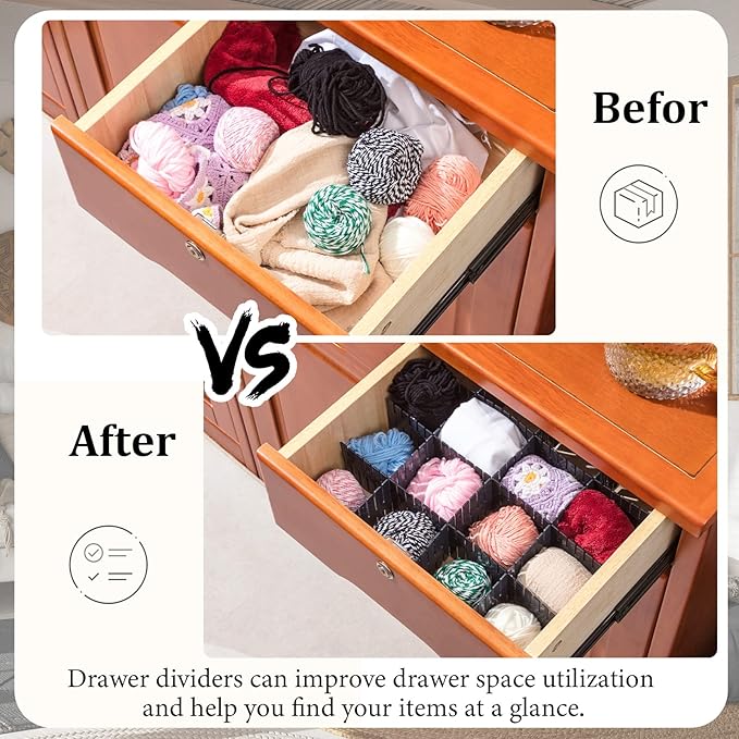 Vesici 80 Pcs Drawer Dividers Adjustable Plastic Organizer DIY Separators Storage Dividers for Socks, Underwear, Makeup, Tidy