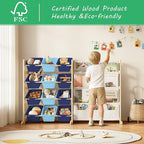 EXPERLAM Toy Storage Organizer with Bookshelf - 12 Storage Bins 4-Tier Multipurpose Shelf to Organize Toys and Books for Kids