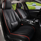 Coverado Car Seat Covers Full Set, Seat Covers for Cars, Black Car Seat Protector Waterproof, Nappa Leather Car Seat Cushion,