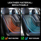 Coverado Front Car Seat Covers, Non-Slip Dust-Proof Nappa Leather, Universal Fit for Cars & Pickup Trucks, Waterproof Car Sea