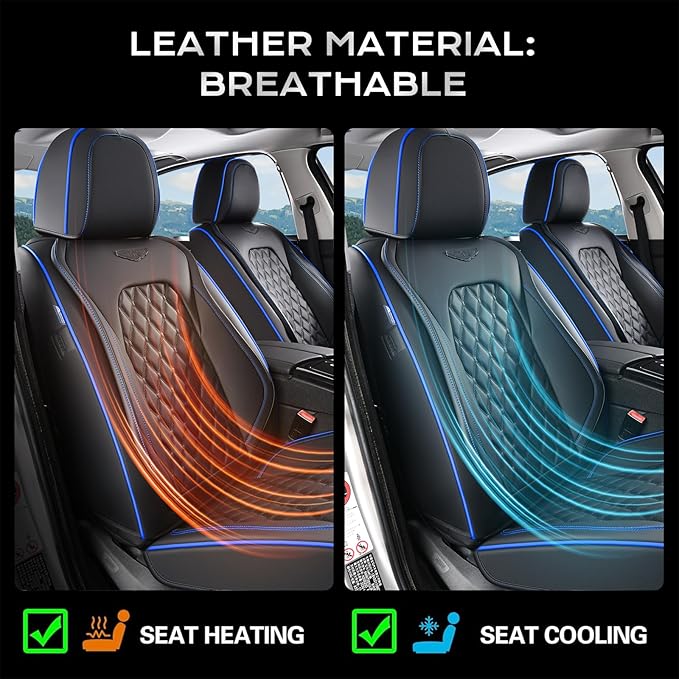 Coverado Full Set Car Seat Covers, Front & Back Luxury Faux Leather Waterproof Seat Covers,Car Seat Protectors, Universal Fit