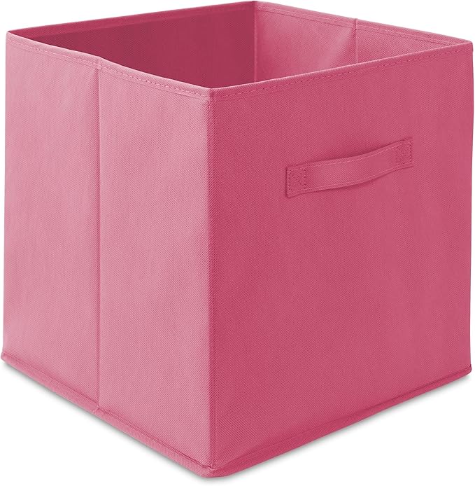 Casafield Set of 6 Collapsible Fabric Cube Storage Bins, Hot Pink - 13" Foldable Cloth Baskets for Shelves, Cubby Organizers 