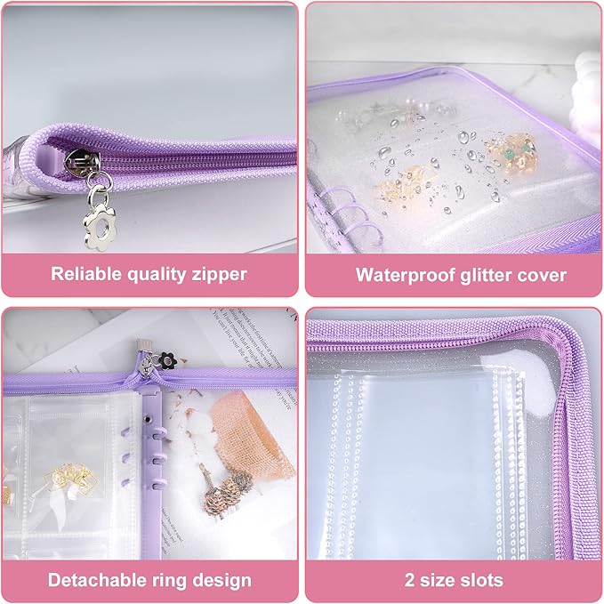 Travel Jewelry Organizer Transparent Jewelry Storage Book Set with Pocket Traveling Necklace Earring Organizer with Zipper fo