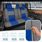 BDK PolyPro Car Seat Covers Full Set in Blue & Gray – Front and Rear Split Bench Seat Covers for Cars, Easy to Install Car Se