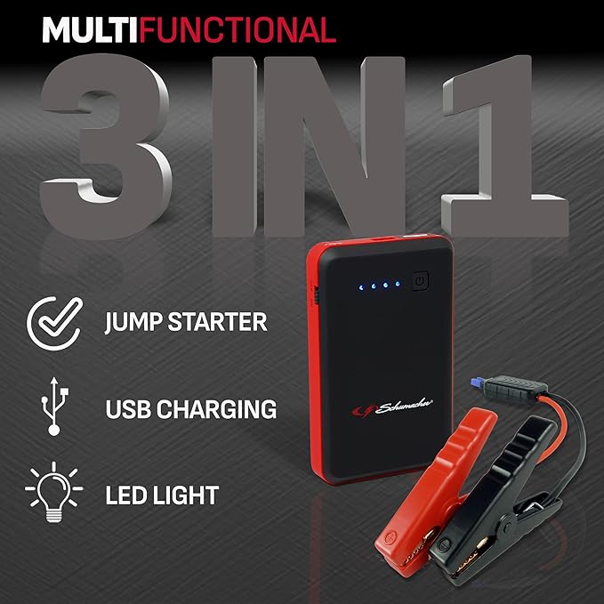 Schumacher Electric 800 Peak Amp 12V Portable Lithium Car Battery Jump Starter & Power Pack - Lithium Ion Jump Box - with