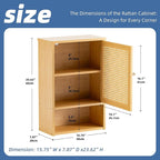 HITNET Bathroom Wall Cabinet, Rattan Medicine Cabinet, Bamboo Hanging Storage Organizer Over The Toilet with Adjustable Shelf
