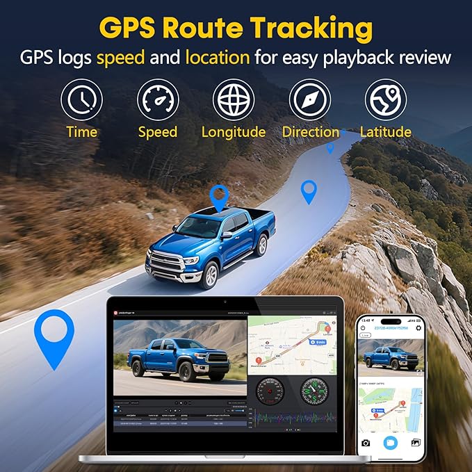 Front and Rear Dash Cam for Truck: 4K+1080P Dual Dash Camera for Pickup Ford F150 F250 Ram 1500-5G WiFi Quick Video Access 15