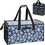 Muzale Extra Large Utility Tote Bag with Wire Frame Heavy Duty Grocery Bags Reusable Shopping Bags for Groceries with Handles Foldable XL Beach Bag for Travel Picnics Camping Car Trunk Organization