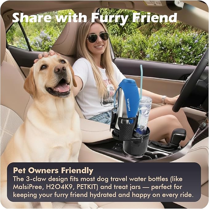 Car Cup Holder Expander, 2 in 1 Extra Cup Holder for Car, Double Automotive Holder Extender Adapter, Compatible with Hydro Flask, Yeti, Nalgene, 32/40 oz Large Bottles Drinks Mugs, OtterVerz 11
