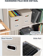 Oterri File Organizer With Lid, Hanging Filing Box With Mesh Pocket, Document Organizer for Letter Files, Portable Storage Wi