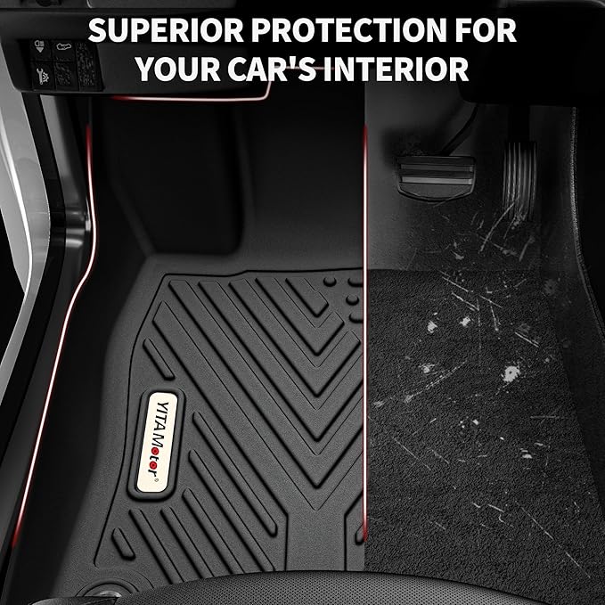 YITAMOTOR Floor Mats Compatible with 2019-2020 Hyundai Santa Fe 5 Passenger Models, Custom Fit Black TPE Floor Liners, 1st & 2nd Row All-Weather Car Mats