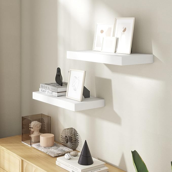 20 Inch Floating Shelves for Wall, 8 Inch Deep Floating Shelf for Storage & Display, Rustic Wall Mounted Shelf with Invisible