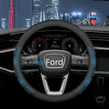 Leather Steering Wheel Cover for Ford F150 F250 F350, 15.5-16 inches Car Steering Wheel Cover with Non-Slip Breathable (Blue)