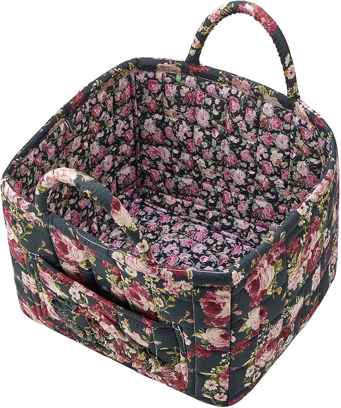 Boho Fabric Storage Basket, Large Capacity Laundry Basket, 12.2'' x 10.23'' x 10.23'' Collapsible Laundry Hamper with Easy Ca