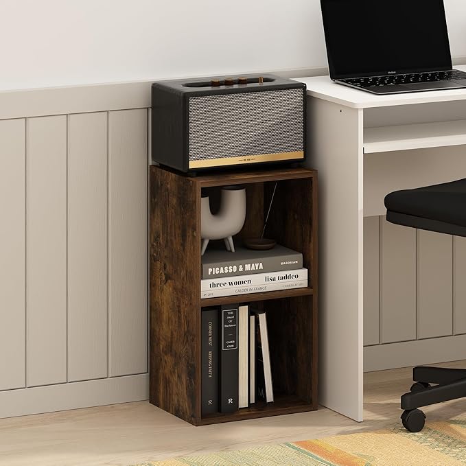 Furinno PASIR Book Shelf, 2-Tier Modern Bookshelf, Open Shelves Bookcase 9 x 12 x 21, Easy Assembly, for Living Room, Bedroom