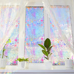 Niviy Boho Chic Decor Rainbow Window Film, Stained Glass Window Film Glass Decals Static Cling Stickers, Windows Tint for Home Bathroom (16.93 x 39.37inch)