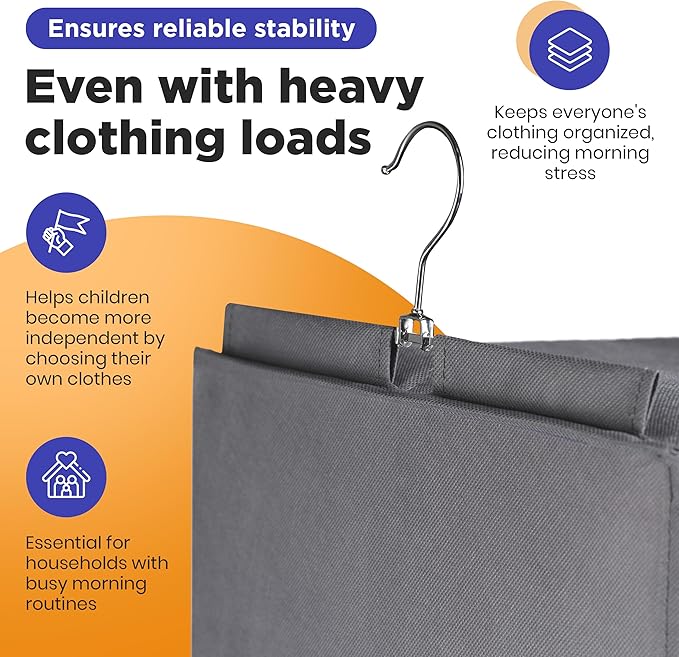 Handy Laundry Hanging Clothes Organizer for Kids - 6-Shelf Closet Daily Clothing Organization Labeled Shelves with Days of Th