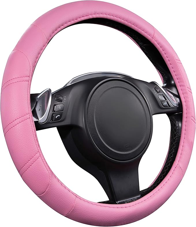 CAR PASS Line Rider Microfiber Leather Sporty 14.5-15 inch Car Steering Wheel Cover Universal Fits for 95% Cars Sedans SUV Tr