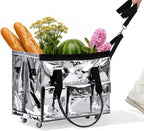 tobyto Reusable Grocery Bag on Wheels, 105L Foldable Rolling Tote, Shopping Trolley 66LBS Capacity - Water-Resistant for Laun