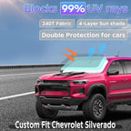 Sun Shade Sunshade for 2019-2025 2026 Chevy Chevrolet Silverado/GMC Sierra 1500 2500 3500 Windshield Cover, 4-Layers Sun Shield 250T Silver Sun Visor Foldable Window Shade Blocks UV Accessories