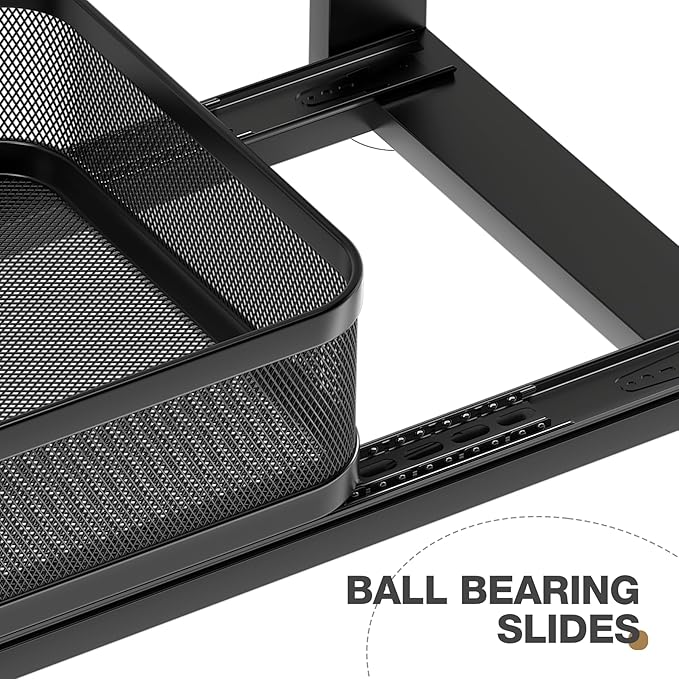 2 Pack 18.5IN-Depth Under Sink Organizer With Next-Gen Ball-Bearing Slides,2-Tier Precision Mesh Pull Out Cabinet Storage for