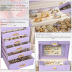 AKOZLIN Jewelry Box Organizer Functional Leather Jewelry Storage Case for Women Girls Ring Necklace Earring Bracelet Holder O