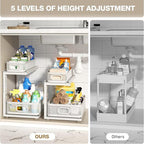 2 Pack Under Sink Organizer With Next-Gen Ball-Bearing Slides,2-Tier Precision Mesh Pull Out Cabinet Drawers Storage for Bath