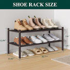 Smiry Bamboo Shoe Rack 2-Tier, Stackable Wooden Shoe Organizer for Entryway & Closet, Free Standing Wood Shoe Storage Shelf f