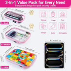 YQBRAO 3 Pack Hard Sided Clear Zipper Case for Storage- Thickened-Grade Clear Hard Shell Zipper Case for Organizing Bead, Han