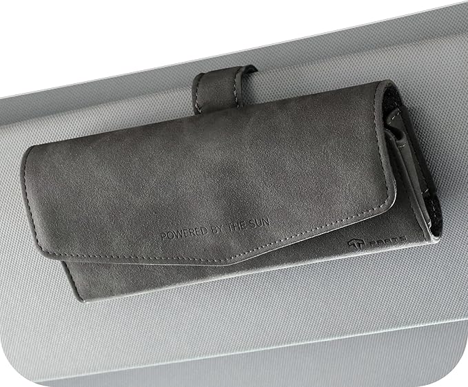 TPARTS Suede Sunglasses Holder for Tesla Sun Visor, Magnetic Glasses Protective Storage Case Vehicle Visor Organizer Box Tesla Interior Accessories (Gray Micro-suede)