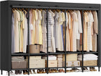 SONGMICS Wardrobe Closet, 83.5 Inch Large Capacity Portable Closet, Clothing Rack, 25 mm Dia,Thick Steel Tubes, Clothes Organ
