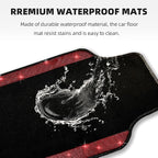 NBTEPEM Bling Car Floor Mats Full Set and Steering Wheel Cover, Universal Fit Most Cars, 4 pcs Sparkle Glitter Diamond Carpet, 5 pcs Bling Car Accessories Set for Women (Red Diamond)