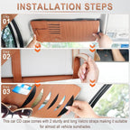 alpmosn Sun Visor CD Case Holder for Car - Multi-Function Visor Organizer with CD/DVD Storage, Eyeglass Clip, Card Slots & Pen Holder, Durable Leather Car Accessories (Orange)