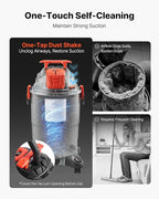 VEVOR Shop Vac, 8 Gallon Wet Dry Shop Vacuum, 4.5 Peak HP Portable with One-Button Self-Cleaning, Dual-Filter, 900W Input Pow
