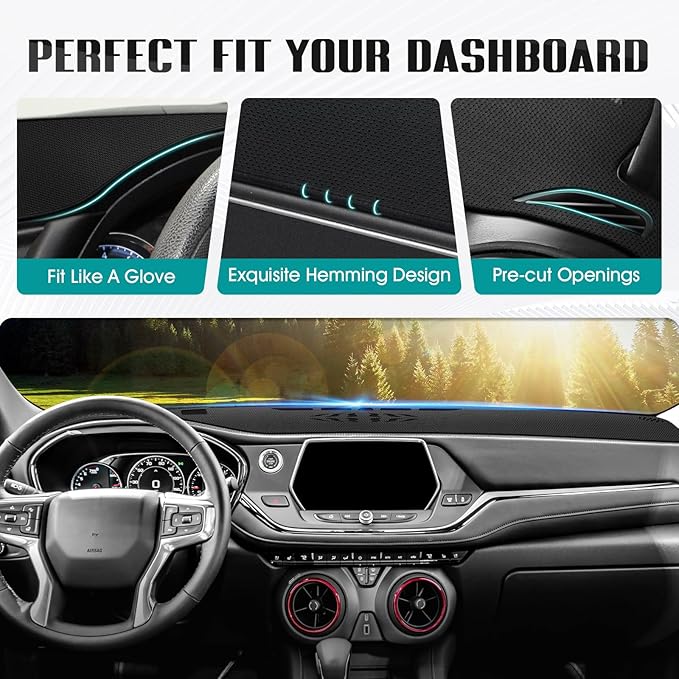 FIILINES Dash Cover for 2019-2026 Chevrolet/Chevy Blazer, Dashboard Mat Accessories Dash Cover Sunshade Nonslip Mesh Protecto