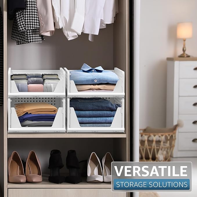 Sorbus Shelf Organizer - Closet Shelf Organizer for Clothes, Closet, Bathroom, Kitchen, Garage - Plastic Stackable Shelf Orga