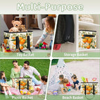 Reusable Grocery Bags Heavy Duty Shopping Bags Foldable Large Tote Bags with Long Handles & Hard Bottom