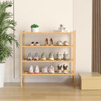 ROMGUAR CRAFT 4 Tier Bamboo Shoe Rack for Closet Free Standing Wood Shoe Shelf for Entryway Small Space Stackable 27"x11"x26"