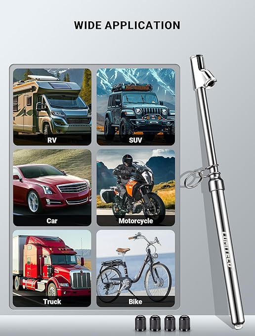 Dual Head Tire Pressure Gauge, Heavy Duty Extension Air Tire Gauge for Tire Pressure Range 10-150PSI 1-10BAR, Straight Foot Dual Head Chuck Auto Service Gage for Car,Semi Truck,RV,Motorcycle