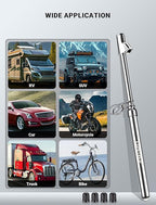 Dual Head Tire Pressure Gauge, Heavy Duty Extension Air Tire Gauge for Tire Pressure Range 10-150PSI 1-10BAR, Straight Foot Dual Head Chuck Auto Service Gage for Car,Semi Truck,RV,Motorcycle