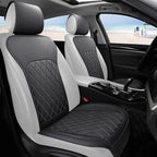 Sanwom Universal Front Leather Car Seat Covers Black 2 Pcs Luxury Seat Covers, Anti-Slip Waterproof Auto Driver Cushions Fit 