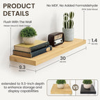 Marsmiles 30 Inch Floating Shelves | 9.3 Inch Deep Natural Wood Wall Shelves Set of 2 | Rustic Reclaimed Wood Shelves for Roo