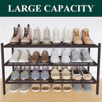 Smiry Long Bamboo Shoe Rack 3-Tier, Stackable Wooden Shoe Organizer for Entryway & Closet, Free Standing Wood Shoe Storage Sh