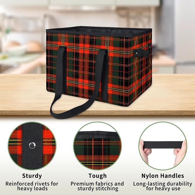 Reusable Grocery Bags Heavy Duty Shopping Bags Foldable Large Tote Bags with Long Handles & Hard Bottom