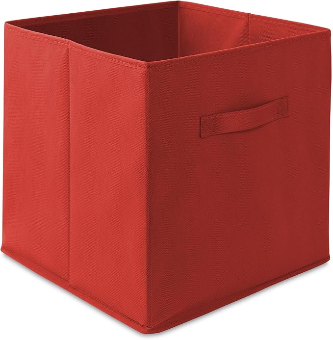 Casafield Set of 6 Collapsible Fabric Cube Storage Bins, Red - 13" Foldable Cloth Baskets for Shelves, Cubby Organizers & Mor