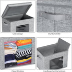 Univivi Fabric Foldable Storage Boxes Large Storage Bins with Lids [4-Pack] Collapsible Storage Cubes, Closet Organizers and 
