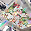 Niviy Lotus Flowers Stained Glass Window Film, Rainbow Window Film Glass Decals Sun Protection Decals for Car Moonroof, Windows Tint for Home Bathroom (16.93 x 39.37inch)