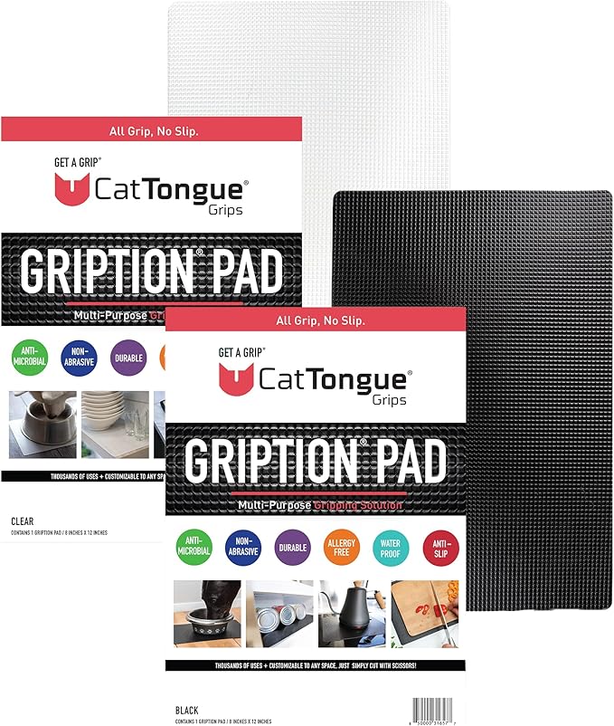 CATTONGUE GRIPS Non-Adhesive Anti-Slip Mat - Multi-Purpose Non-Slip Pad for Countertops, Desks, Tables & Workspaces - Ideal D